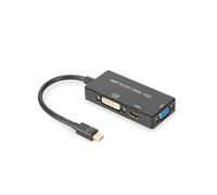 DIGITUS Mini DisplayPort Adaptador gráfico, mDP a DVI-D + HDMI tipo A + VGA, 4K UHD 60 Hz, negro