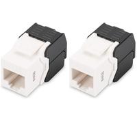 DIGITUS Módulo Keystone Cat-5e - No apantallado - RJ45 - Clase D - 100 MHz - 1GBase-T - Montaje sin herramientas - Blanco (Paquete de 2)