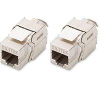 DIGITUS Módulo Keystone Cat-6 Blindado, Toma RJ45, 250 MHz 1GBase-T, AWG 26-22, Instalación sin herramientas, Plata (Paquete de 2)