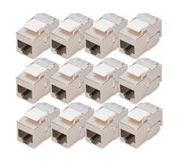 DIGITUS Módulo Keystone Cat 6A - 12 unidades - Apantallado - 10 Gbit/s | Carcasa compacta - Sin herramientas - LSA - PoE++ - AWG 26-22 - RJ45 - 500 MHz 10Base-T - Para paneles de conexión