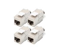 DIGITUS Módulo Keystone Cat 6A - 4 unidades - Blindado - 500 MHz 10Base-T | Sin herramientas - LSA - PoE++ - AWG 26-22 - Conector hembra RJ45 - 10 Gbit/s - Para cajas de conexión y paneles de conexión