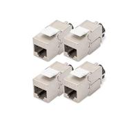 DIGITUS Módulo Keystone Cat 6A - 4 Unidades - Blindado - LSA - PoE++ | Organizador de cables - Sin herramientas AWG 26-22 - Conector hembra RJ45 - 500 MHz 10Base-T - 10 Gbit/s