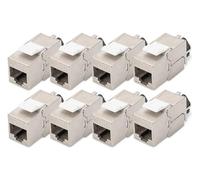 DIGITUS Módulo Keystone Cat 6A - 8 Unidades - Blindado - LSA - PoE++ | Organizador de cables - Sin herramientas AWG 26-22 - Conector hembra RJ45 - 500 MHz 10Base-T - 10 Gbit/s