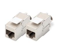 DIGITUS Módulo Keystone Cat-6A blindado - 2 unidades - Toma RJ45-500 MHz 10GBase-T - AWG 26-22 - Montaje sin Herramientas