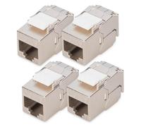 DIGITUS Módulo Keystone Cat-6A blindado - 4 unidades - Versión compacta - Conector RJ45 - 500 MHz 10GBase-T - AWG 26-22 - Diseño personalizable - Con bridas para cables - Montaje sin herramientas