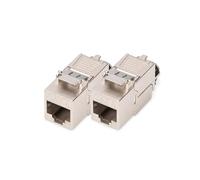 DIGITUS Módulo Keystone Cat 8.1 - 2 Unidades - Apantallado - 40 Gbit/s | Sin herramientas - LSA - 4PPoE - AWG 26-22 - Conector hembra RJ45 - 2000 MHz 40GBase-T - Para paneles de conexión