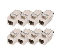 DIGITUS Módulo Keystone Cat 8.1 - 8 Unidades - Apantallado - 40 Gbit/s | Sin herramientas - LSA - 4PPoE - AWG 26-22 - Conector hembra RJ45 - 2000 MHz 40GBase-T - Para paneles de conexión