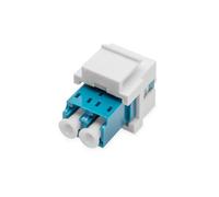 DIGITUS Módulo Keystone Fibra Óptica, LC/LC Duplex, Fibra de Vidrio Monomodo, OS2, Manguito Cerámico, para Paneles de Conexión o Cajas de Empalme, Azul/Blanco