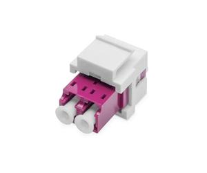 DIGITUS Módulo Keystone Fibra Óptica, LC/LC Duplex, Fibra de Vidrio Multimodo, OM4, Manguito Cerámico, para Paneles de Conexión o Cajas de Empalme, Violeta/Blanco