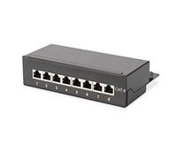 DIGITUS Panel de conexión LSA de sobremesa Cat 6, 8-puerto, blindado, Negro