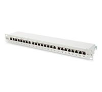 DIGITUS Panel de conexión (Patch panel) - 19 pulgadas - Cat-6 - 24 puertos RJ45 - Blindado - Panel de conexión LSA - Montaje en bastidor 1U - Gris