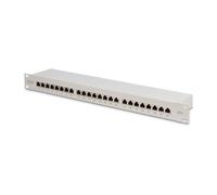DIGITUS Panel de conexión (Patch panel) - 19 pulgadas - Cat-6 - 24 puertos RJ45 - Blindado - Panel de conexión LSA - Montaje en bastidor 1U - Gris