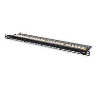 DIGITUS Patchpanel Cat 6, 24-puerto, tapa guardapolvo, 0.5U, sin blindado, Negro