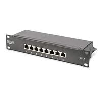 DIGITUS Panel de conexiones LSA - Cat 6 - 10 pulgadas, 1U - 8 puertos | 8x RJ45 - 1 Gbit/s - Apantallado - Para armarios de red de 10 pulgadas (254 mm) - panel de distribución