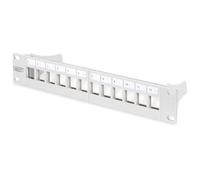 DIGITUS Panel de Conexiones - Modular - 10 Pulgadas 1U - 12 Puertos - Gris | Apantallado - Para módulos Keystone y conectores DIGITUS - Para armarios de red de 10 pulgadas (254 mm)