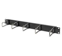 1U cable management panel 5x steel rings 40x75 mm, black (RAL 9005)