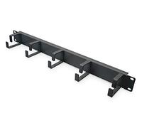 DIGITUS Panel de gestión de cables - 1U - 5 soportes guía 44 x 60 mm - 19 pulgadas - Para armarios de red y cables de red - Negro