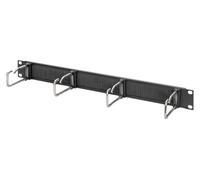 DIGITUS Panel de gestión de cables con tira de cepillo - 1U - 4 soportes guía 40 x 75 mm - 19 pulgadas - Para armarios de red y cables de red - Negro