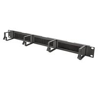 DIGITUS Panel de gestión de cables con tira de cepillo - 1U - 4 soportes guía 44 x 60 mm - 19 pulgadas - Para armarios de red y cables de red - Negro
