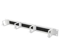 DIGITUS Panel de gestión de cables con tira de cepillo - 1U - 4 soportes guía 44 x 60 mm - 19 pulgadas - Para armarios de red y cables de red - Gris