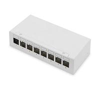 DIGITUS Panel de interconexión Modular de sobremesa - 8 Puertos - Apantallado - Montaje en sobremesa o en Pared - Gestión de Cables integrada - Panel de distribución de módulos Keystone - Gris Claro