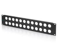 DIGITUS Panel de Rack 19 Pulgadas - 24 módulos Tipo D - 2 U | Chapa de acero - Para conectores XLR, jack, Speakon, HDMI, USB, BNC, LAN y FireWire - con material de fijación - Negro