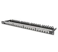 DIGITUS Patch Panel Modular - 24 puertos - 0.5U - 19" Rack - Para módulos Keystone RJ45 - Apantallado - Negro