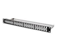 DIGITUS DN91612S - Panel de conexiones, 10'', 12 puertos, Cat.6, 1U, negro