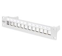 Modular Patch Panel, shielded, 12-Port Blank,1U,254mm (10") Rack Mount, grey RAL 7035