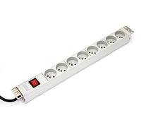 Power Distribution Unit (PDU) for 19" Rack, 8x Type E sockets, 1.8m, 1x Schuko plug, 16A, on/off switch, aluminum