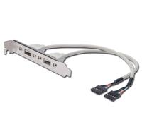 DIGITUS Placa de ranura USB 2.0 - 0,25 m - 2x IDC (5 pines) a 2x USB-A - 480 Mbp
