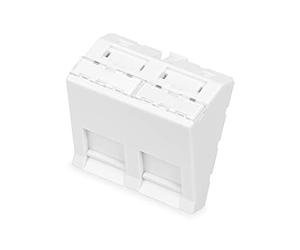 DIGITUS Placa Frontal para DN-93802-5-SH - 2 Puertos - 45 x 45 mm - Angular - Campo para Etiquetas - para módulos Keystone y Multimedia - Blanco Puro