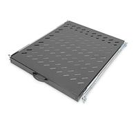 DIGITUS Professional - Baldas extraíbles para armarios de 483 mm (19") - DN-19 TRAY-2-800SW - Accesorio delantero y trasero, carga 25 kg, desde 800 mm profundidad, 1 unidades de altura, color negro, 570 mm profundidad