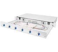 DIGITUS Professional Caja de empalmes, LC LWL (OS2), 1HE, Extensible, Equipado con 6 x LC Duplex, Farbige Pigtails, M20/M25 de unión, láser, láser Tapa, antitensión, Gris Claro (RAL 7035)