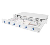 DIGITUS Professional Caja de empalmes, LC LWL (OS2), 1HE, Extensible, Equipado con 6 x LC Duplex, Farbige Pigtails, M20/M25 de unión, láser, láser Tapa, antitensión, Gris Claro (RAL 7035)