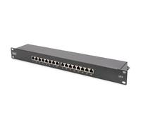 DIGITUS Professional DN-91616S-B Patch panel montable en rack RJ-45 X 16 negro, RAL 9005 1U 19"