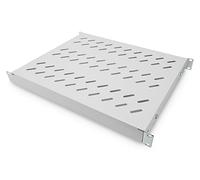 1U fixed shelf for 600 mm depth racks 44x483x350 mm, adjust. 350-550 mm depth, grey (RAL 7035)