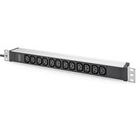DIGITUS Regleta - 12 tomas C13 - 1U - 250VAC - 50/60Hz - 10A - Con interruptor de protección de línea