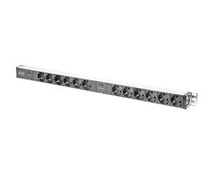 DIGITUS Regleta - 12 tomas - Montaje vertical en rack - 250VAC - 50/60Hz - 2x 16A - Con 2 conductores