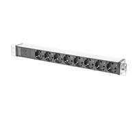 DIGITUS Regleta 19" - 8 tomas - 1U - 250VAC - 50/60Hz - 10A - 4000W - pre-fusible para protección de sobrecarga