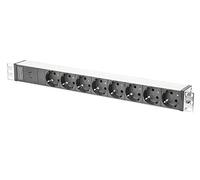 Digitus Regleta de enchufes con perfil de aluminio y fusible, 8 tomas de corriente, conector IEC C14 con cable de 2 m