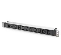 DIGITUS Regleta 19" - 9 tomas C13 - entrada C14 - 1U - 250VAC - 50/60Hz - fusible de entrada 10A