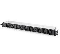 Digitus Regleta de enchufes con perfil de aluminio, 10 enchufes, cable de alimentación de 2 m, enchufes IEC C20