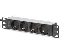 1U Aluminum PDU, 254 mm (10") rack mount, 4x safety outlet, 16A, 4000W, 250VAC 50/60Hz