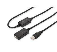 DIGITUS REPEATERKABEL USB 2.0 TYP A MALE > FEMALE 20.00M | Conector USB-A macho a conector USB-A hembra - Cable repetidor - Plug and Play - Negro