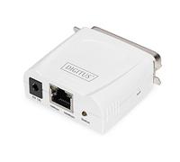 DIGITUS Servidor de impresión Fast Ethernet con puerto paralelo, 1 x RJ45, 1 x DB-36-pin macho, servidor de impresora, compatible con DHCP, TCP/IP, fácil instalación, incluye fuente de alimentación