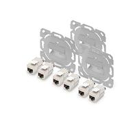 DIGITUS Set: Toma de red de 2 puertos - 3 piezas - Con módulo Keystone 6x Cat6A - Acodado 45° - Compatible con el diseño - Sin marco/marco