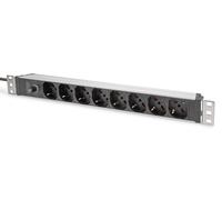 Digitus socket strip with aluminum profile and back-up fuse, 8-way ita