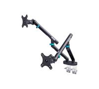 DIGITUS Soporte para Dos monitores - Dos monitores - hasta 35 Pulgadas - Resorte mecánico - Capacidad de Carga de 10 kg - para Pantallas Planas y Curvas - VESA 75x75, 100x100 - Serie Design - Negro