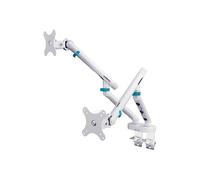 DIGITUS Soporte para Dos monitores - Dos monitores - hasta 35 Pulgadas - Resorte mecánico - Capacidad de Carga de 10 kg - para Pantallas Planas y Curvas - VESA 75x75, 100x100 - Serie Design - Blanco